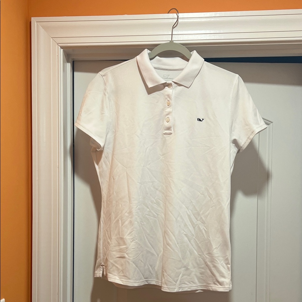 White Ladies Vineyard Vines Polo Shirt with Whale Logo - Classic Short Sleeve